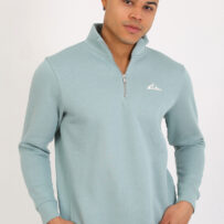 Premium Kalite Üç Iplik Yarım Fermuarlı Relax Fit Mint Sweatshırt